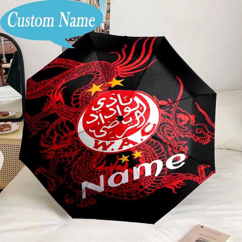 Custom Name Umbrella Wydad Football Club Crest Umbrella 8-Frame for Travel, Camping, Casual Lightweight Portable, Essential for Family Gifts