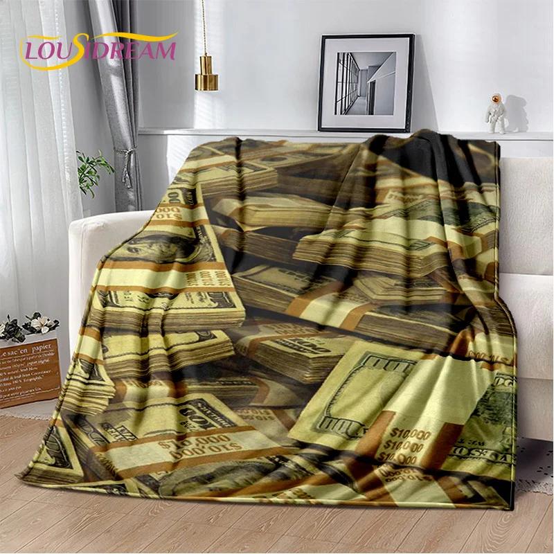 D Money Rich Cartoon Plush Throw Blanket Soft Flannel for Living Room Bedroom Perfect Gift for Home Garden