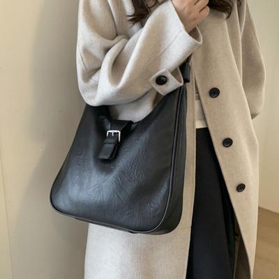 Bolsa Transversal PU Cor Sólida Feminina: Bolsa de Grande Capacidade, Textura Simples para Outono/Inverno