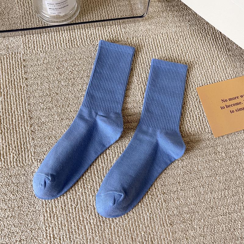 Women's Trendy Candy Color Thin Mid-Calf Socks - Colorful Japanese Style Summer Pile Socks