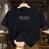 Unisex 100% Baumwolle Modisches Lässiges Lockeres Italienischer Stil Mailand Buchstaben Aufdruck Rundhals Kurzarm T-Shirt Top