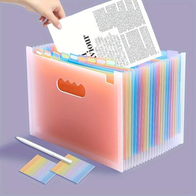 1pc Expandable A4 File Folder - Multi-Purpose Standing Document Organizer with 25 Color-Coded Index Tabs and Pockets for Office, School, and Home Use