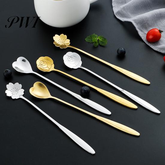 Coffee Spoon Long Handle Fine Texture Stainless Dessert Steel Mixing for Home Milk