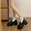 Popular  Small Leather Shoes Internet Celebrities Small Trendy Foreign Style Non-slip Shoes Women Show High and Comfortable Middle Mouth One Pedal