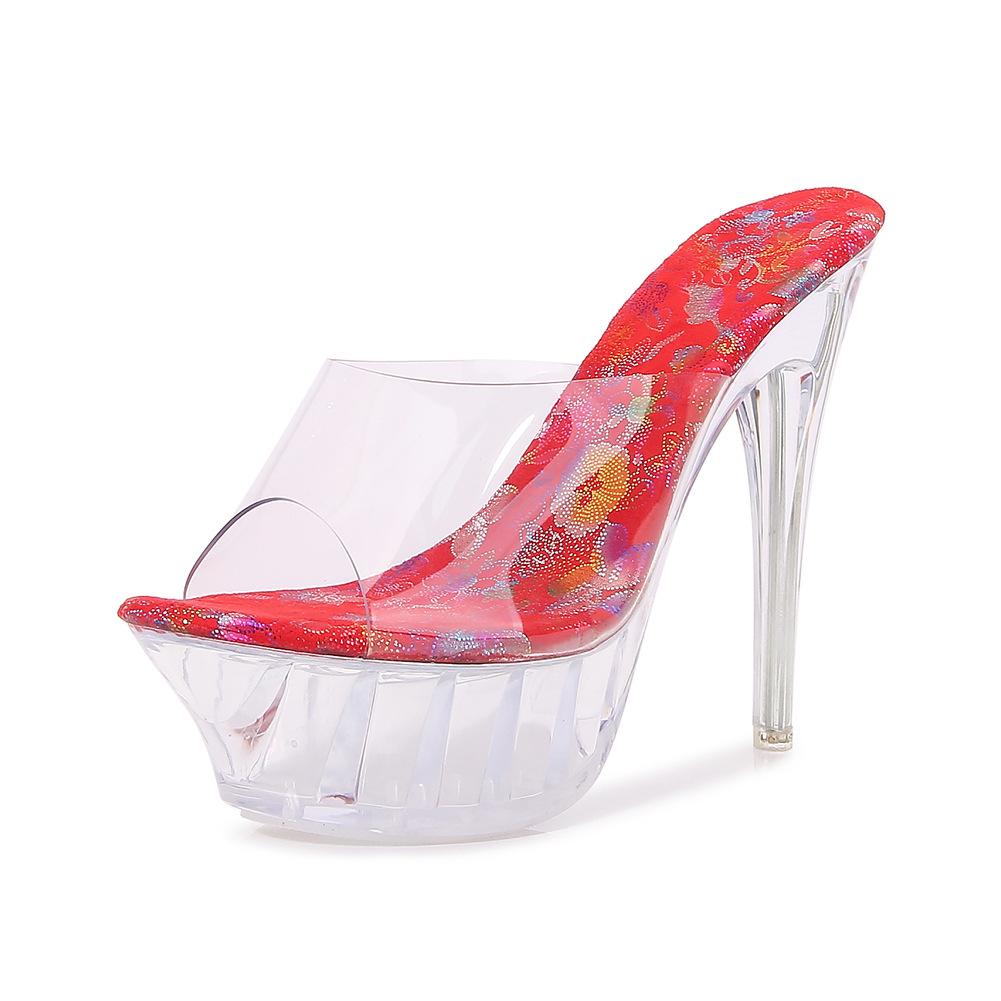 

Velvet crystal still fish mouth high heels stiletto large size model fashion 43 красный