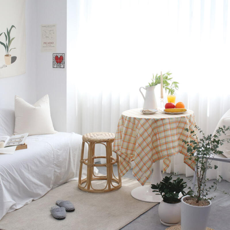 Orange Check Two-Way Tablecloth and Curtain S