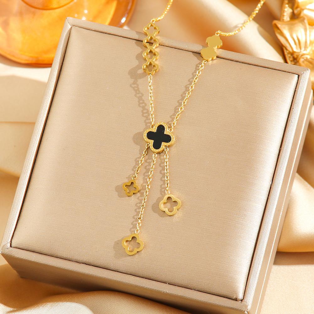 Titanium Steel Necklace For Women Elegant Simple Fashion Zircon Collarbone Chain Light Luxury Niche Jewelry