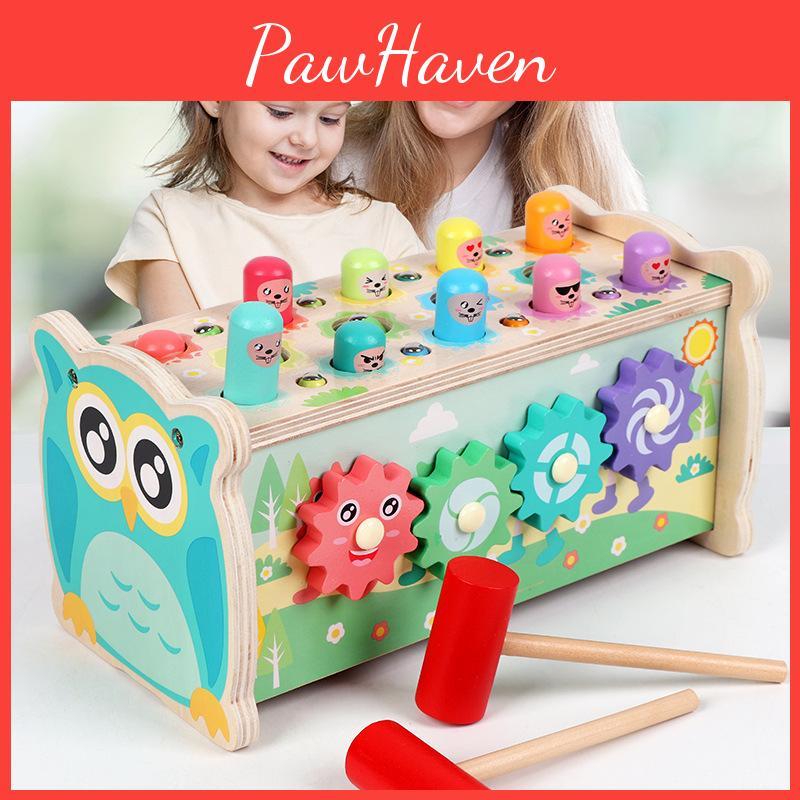 Interactive Owl Wooden Children Whacka Mole Toys Catching Fishing Features Gift