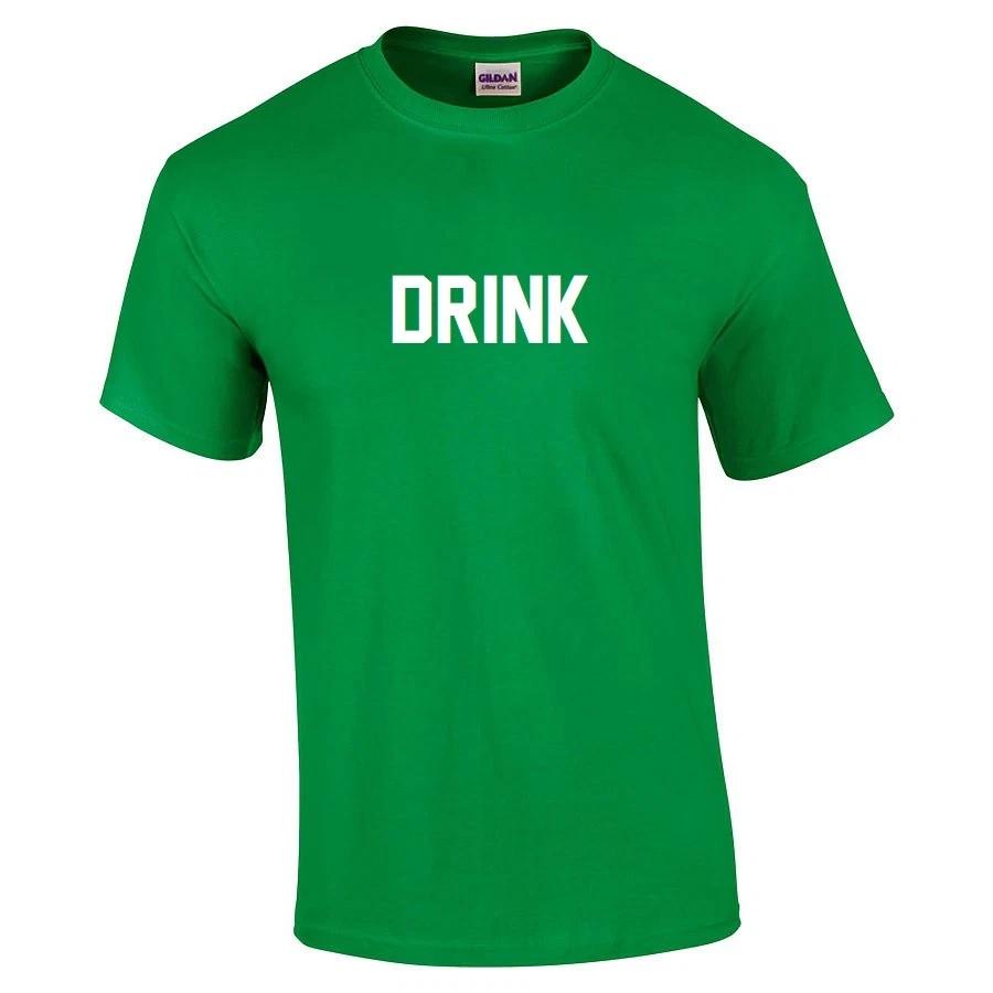 

DRINK T-Shirt White Green Saint Patrick s Day Cotton Drinking Shirt S-5XL 3XL