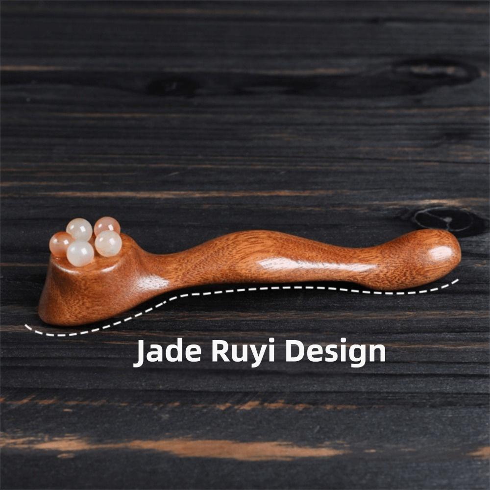 Five Beads Eye Massage Stick Sandalwood Handle Face Roller Massager Manual Massager  Eye Area