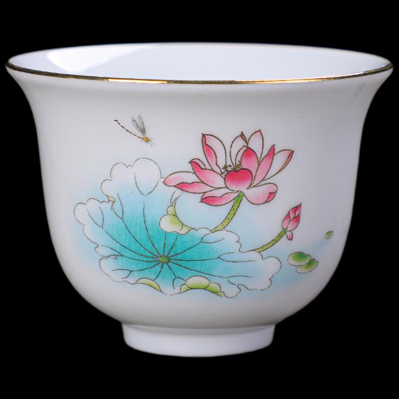 

ZISIZ Gold-Painted Lotus Rhyme White Porcelain Tea Cup