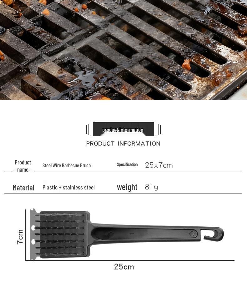Stainless Steel BBQ Grill Cleaning Brush - Outdoor Rust & Dirt Removal Tool.