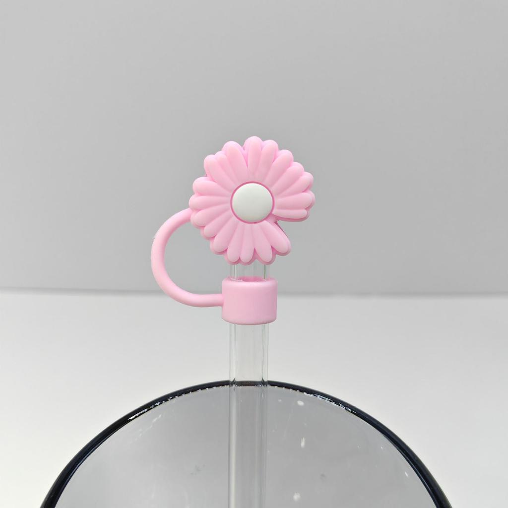 Daisy Straw Cap - 10mm Stanley Cover, Reusable Chrysanthemum Design