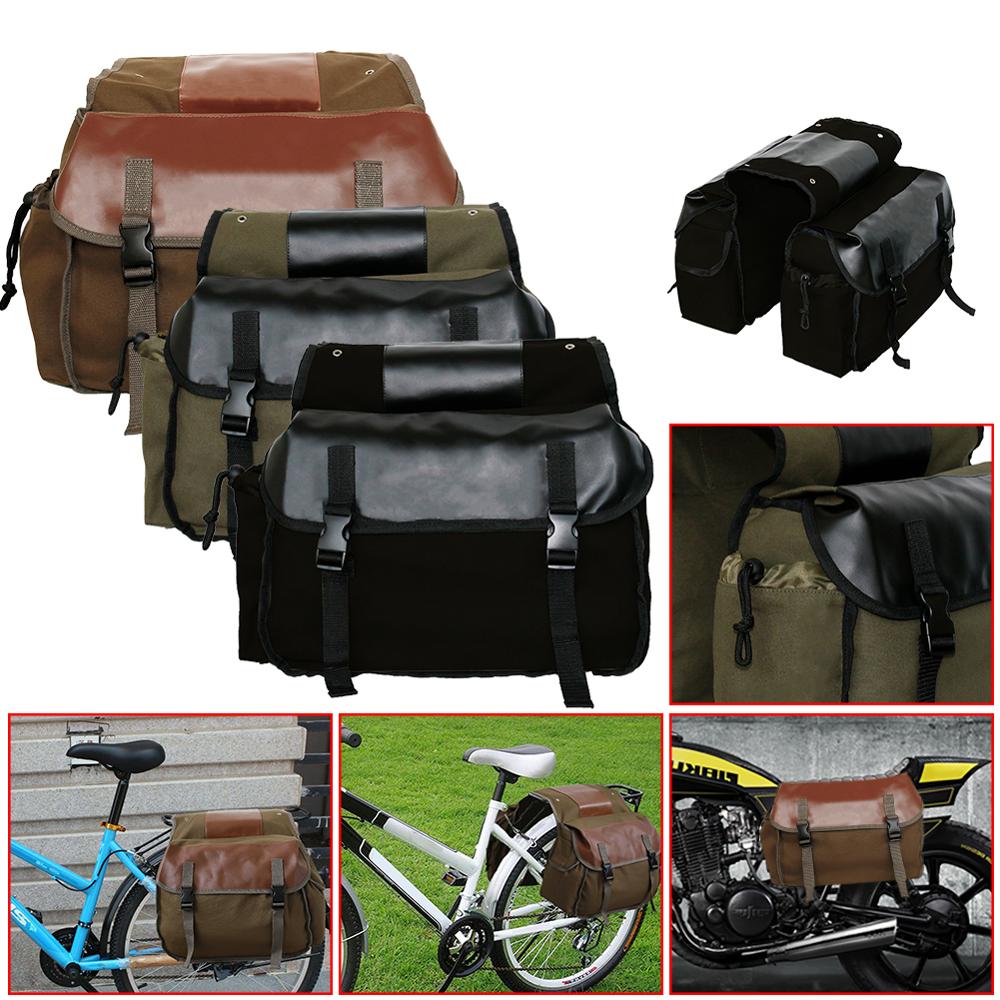 Universal Olive Canvas Motorcycle Bike Side Saddlebag Pannier Bag Luggage Pack