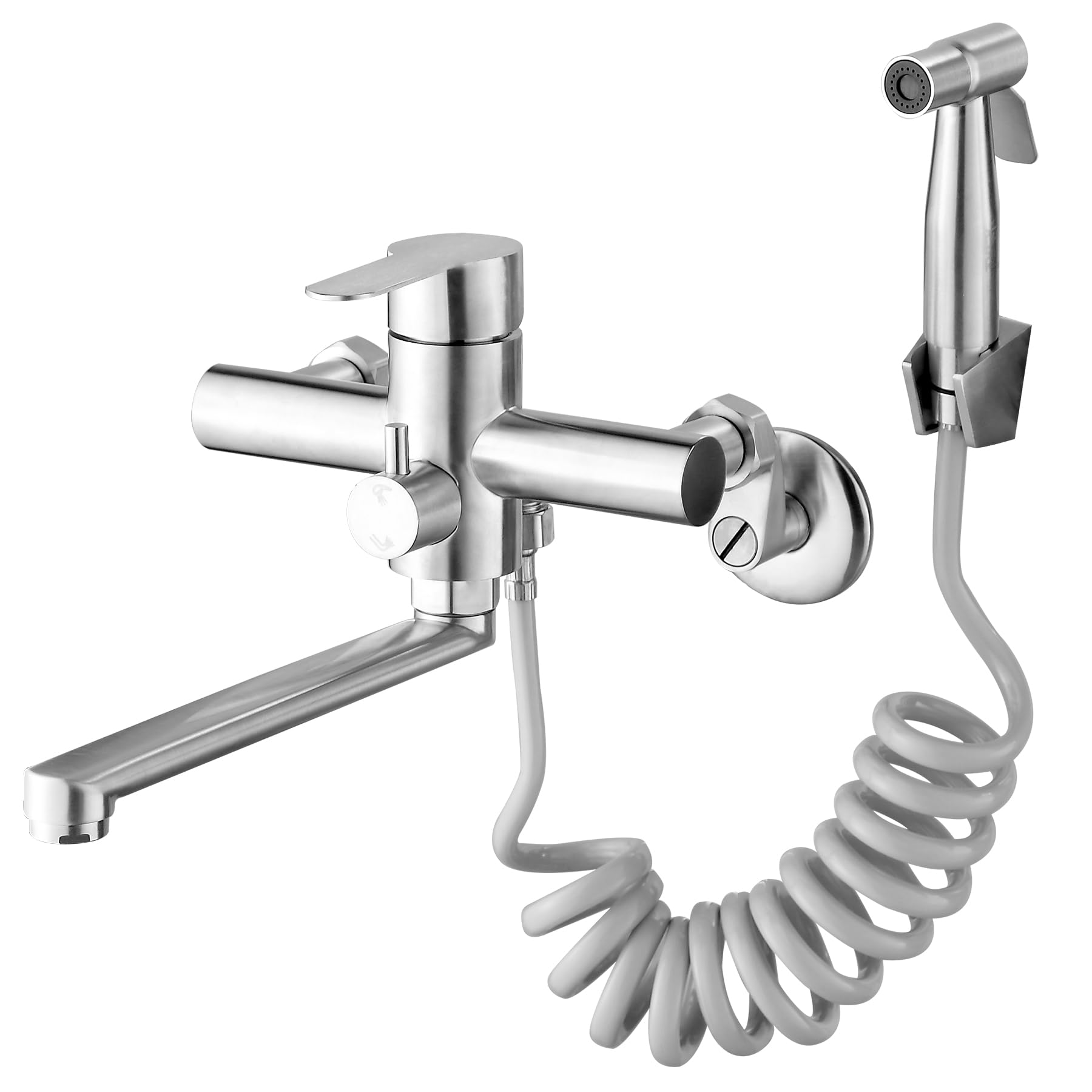 

Jeonestan Kitchen Mixer Single Lever Mixer Tap with Handheld Stainless with Eccentric Fits Installation Widths of Tap, Wall-Mounted, 2-Hole, Shower,