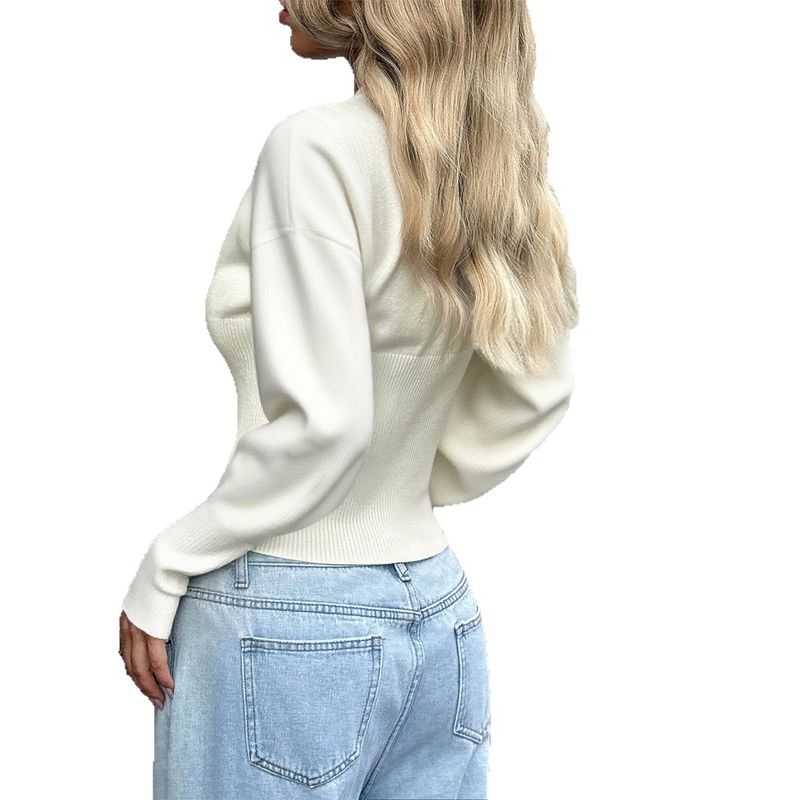 and American Cross-Border Autumn and Winter Amazon Independent Station Foreign Trade Leisure Commuter Button Solid Base Sweater Wool Women clothes