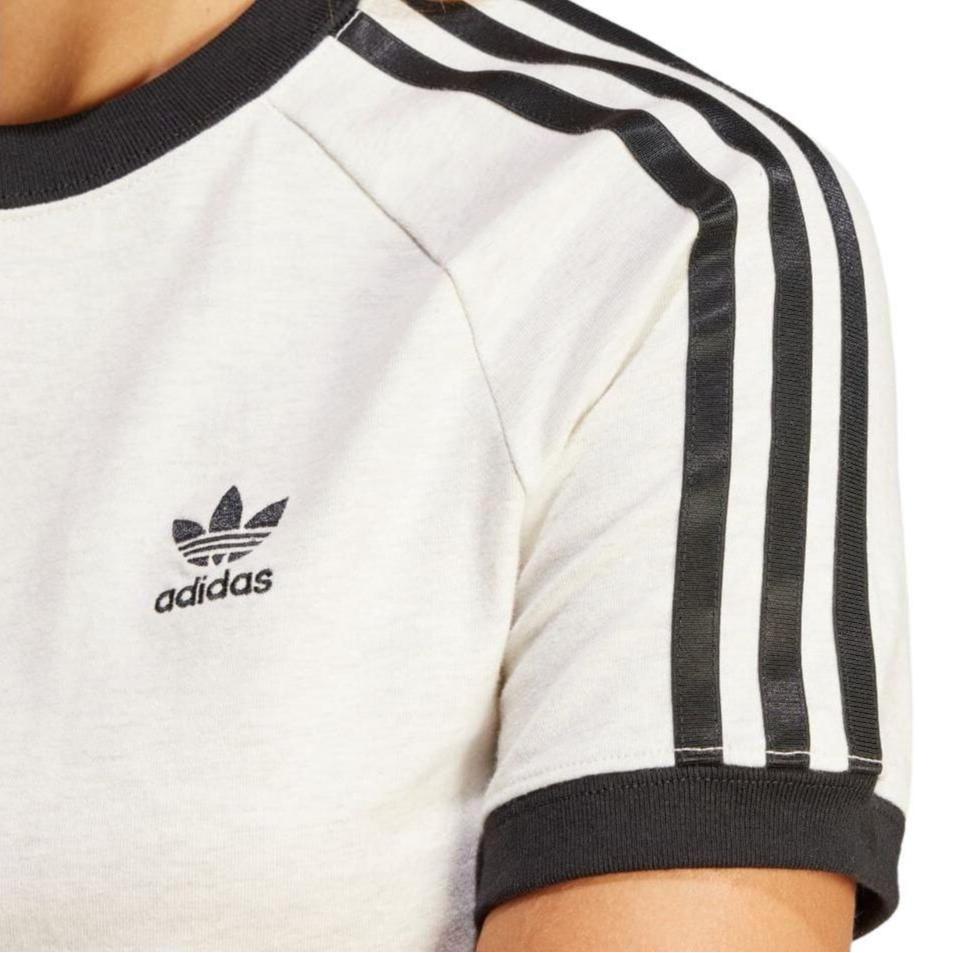 adidas Originals Maglietta Girocollo Manica Corta con Stampa Alfabeto e Strisce sulle Spalle Top da Donna Bianco IR8104