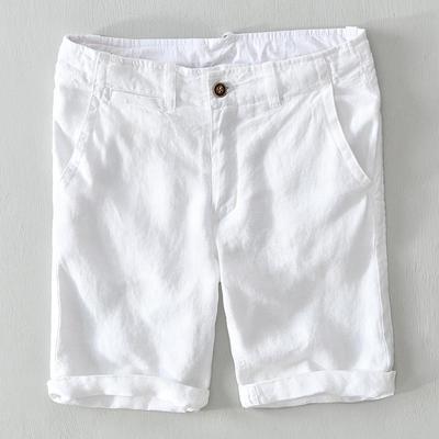 Shorts Casuais de Linho Puro da Moda Masculina - Leves, Largos, Respiráveis, Calças de Praia Versáteis