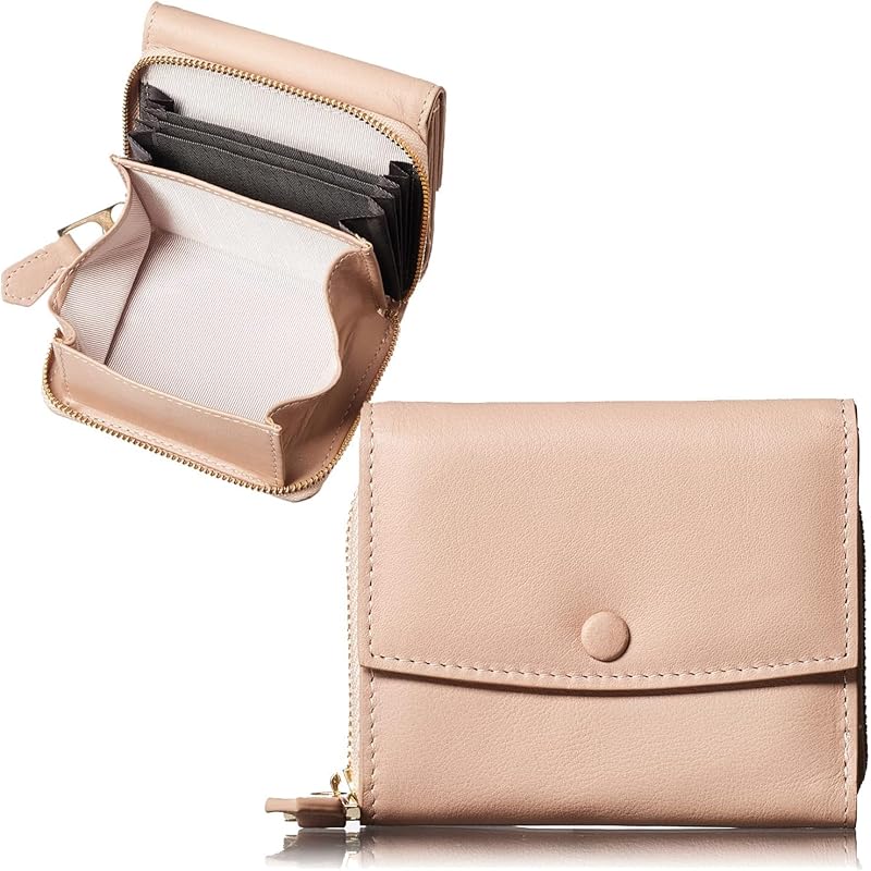 

[Rinle] wallet ladies compact trifold small folding wallet mini wallet folding wallet large capacity leather genuine leather easy to use brand