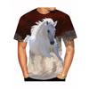 Summer Round Neck 3D Horse Pattern Print Top Fashionable Casual Short Sleeved Men's T-shirts