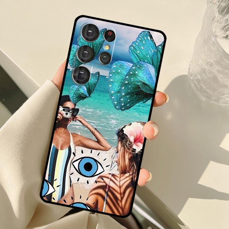Surf Beachy Blue Summer Collage Case For Samsung Galaxy S25 Ultra S21 S22 S23 S24 Ultra S9 S10 Plus S20 FE S25 FE Back Cover