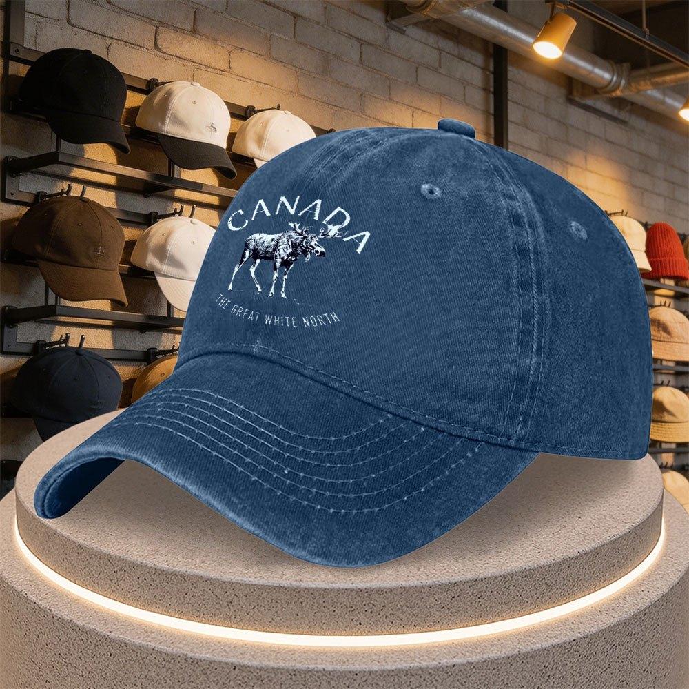 Canadian Moose Pattern Baseball Cap Adjustable FlatBrim Casual Hat for Bachelorette Parties Outdoor Sports Everyday Wear