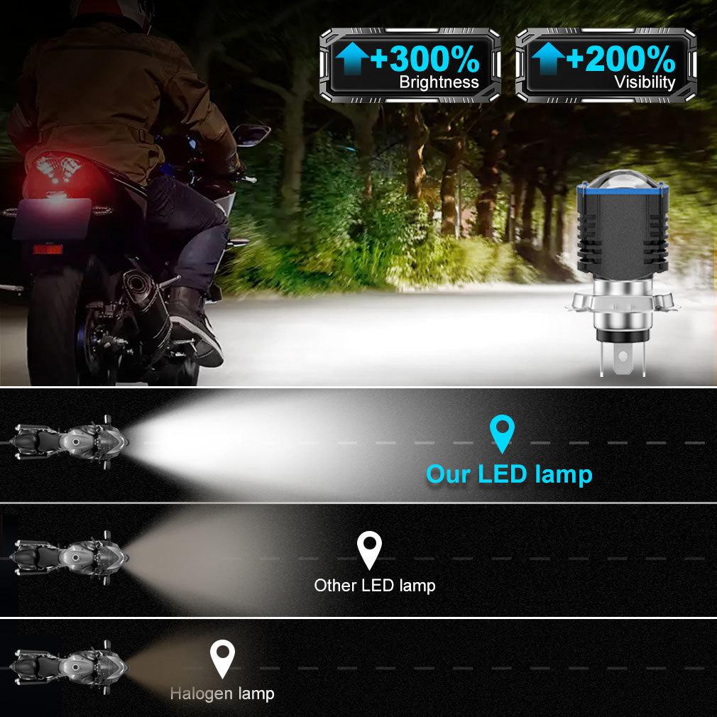 1Pc H4 LED Motorcycle Headlight Bulb 15000Lm BA20D H6 Hi Lo Beam Moto Light 3570 CSP Lens Dual Color White Yellow Scooter Fog Lamp 12V