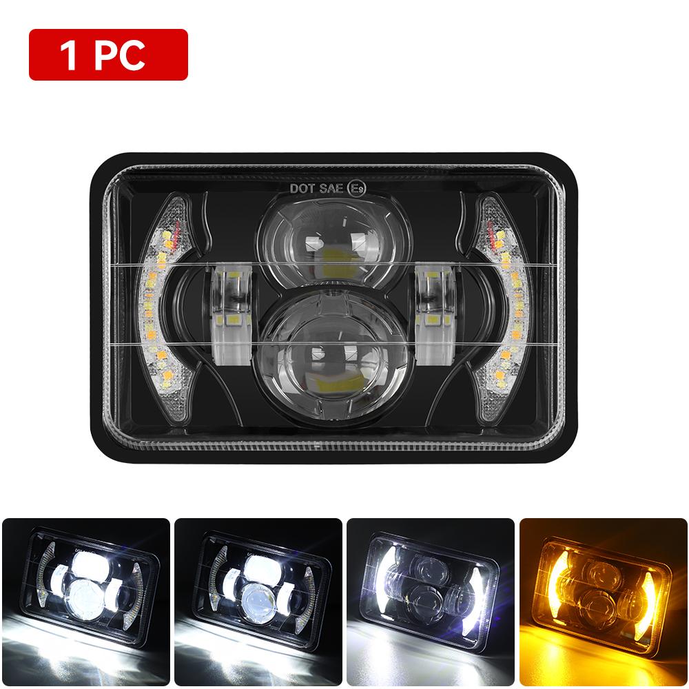 

Светодиодные фары 4x6 дюймов ближнего/дальнего света с белым/янтарным ДХО для H4651 H4652 H4656 H4666, для конверсии легковых и грузовых автомобилей, внедорожные