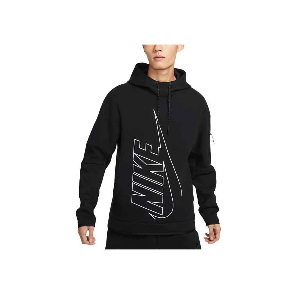 Nike Φούτερ με Κουκούλα και Λογότυπο Tech Fleece με Κορδόνι Ανδρικά Τοπ Μαύρο DX0578-010