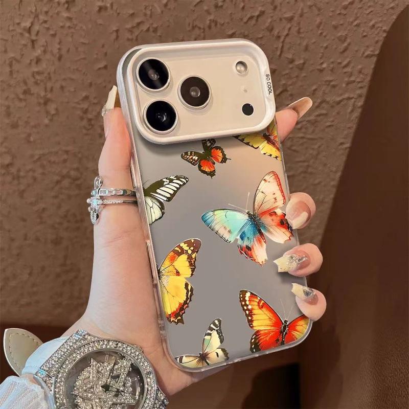 Dreamy Butterfly Shadow Phone Case for iPhone 17 Pro Max, 16, 15, 14, 13 - European American Style