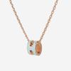 Hermes Mini Pop H Logo Design Metal Gold Plated Rose Gold Necklace Women Necklace Blue H147992FOC3
