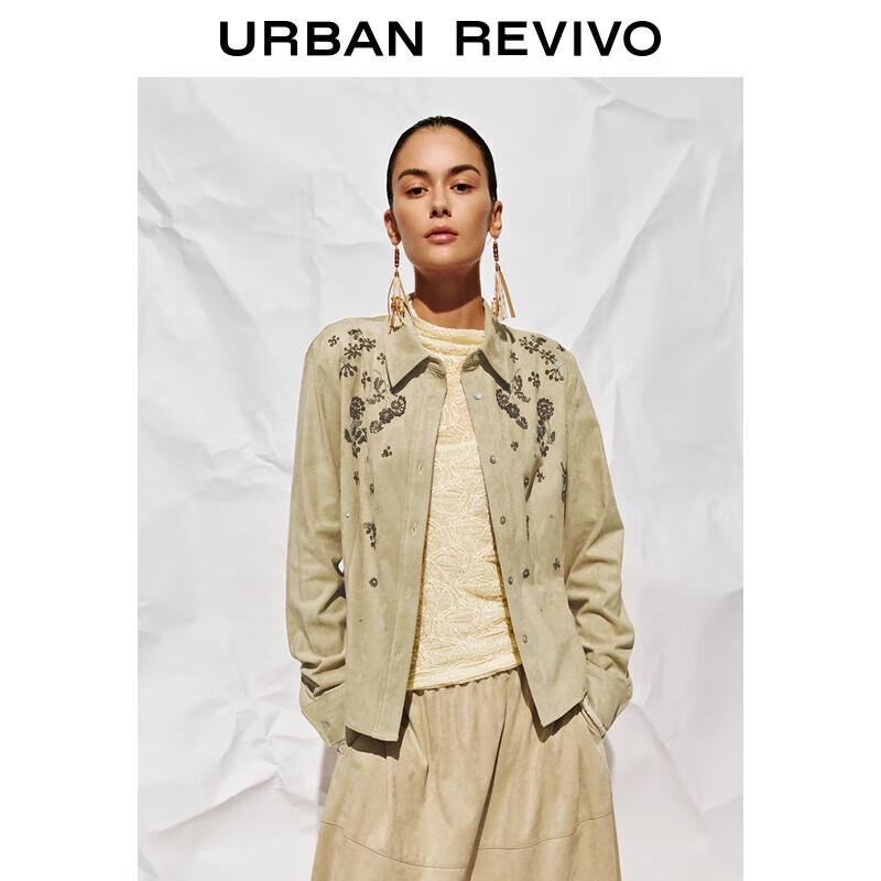 UR 2025 Autumn Women s Floral Beaded Sequin Open-Front Shirt S