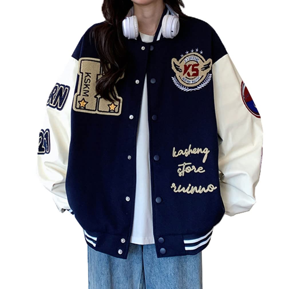 

BARYPORY Stadium Street Stadium Hip Loose Long Unisex Jacket, Patchwork, Style, Stylish, Jumper, Outerwear, Oversized, Casual, Hop, Fit, Sleeve, (Size