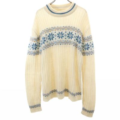 Van Cort 70er 80er Acryl Vintage Nordisches Muster Langarm Strickpullover Herren Gebraucht