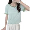Women Summer Short Sleeve Round Collar Solid Color Pullover T Shirt Blouse Top