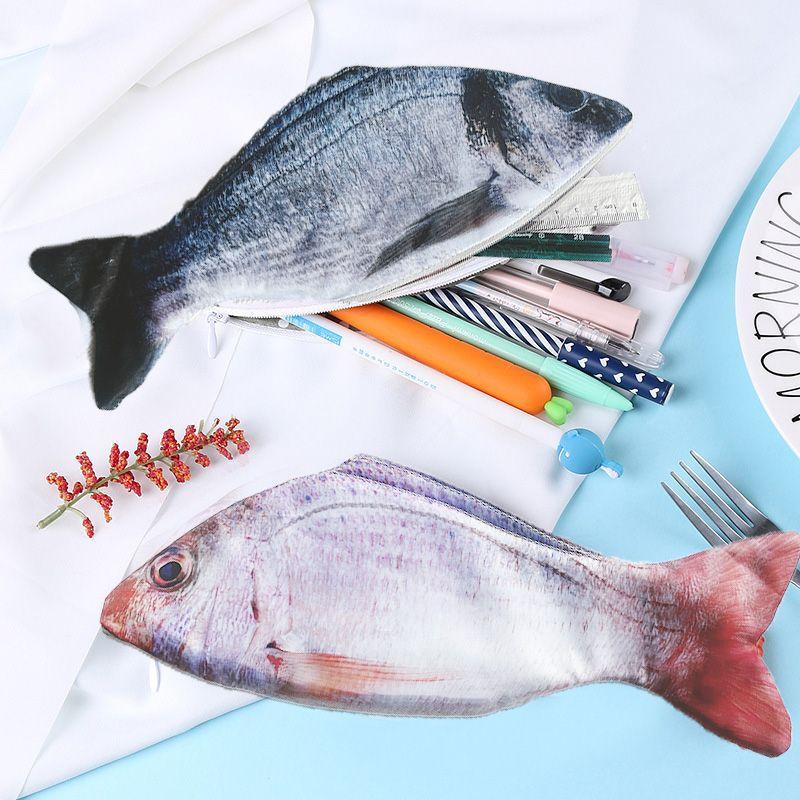 Pencil Case Fish Shaped Novelty Fish Pen Bag Fish Coin Purse Funny Pencil Case Gifts For Office Supply