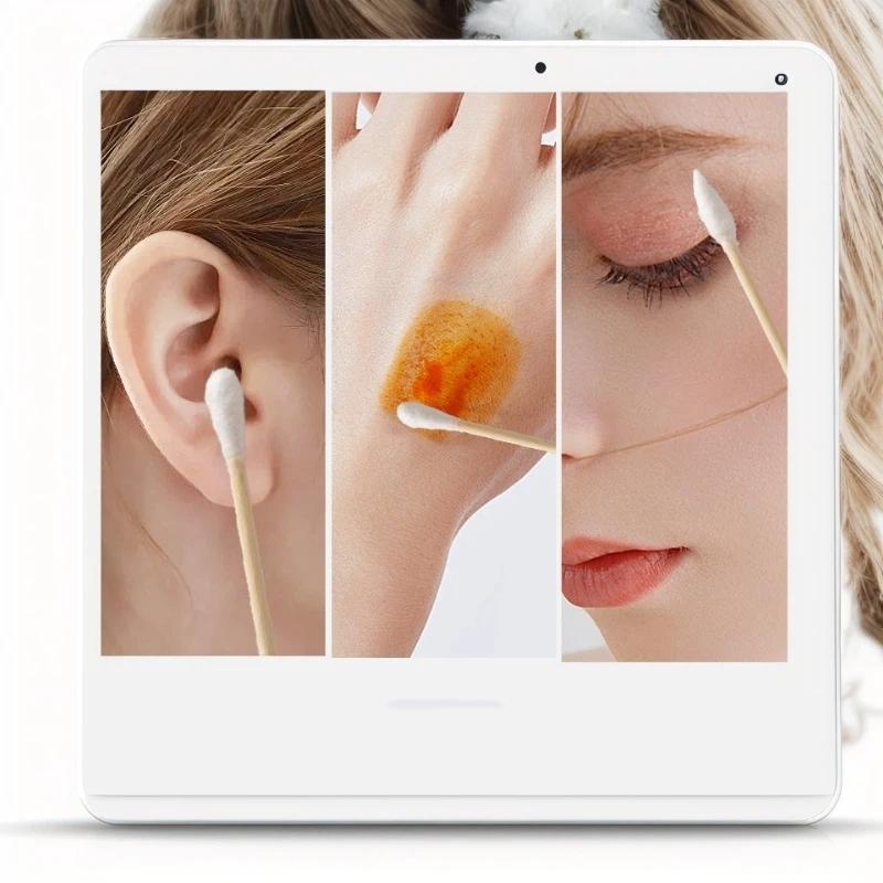 Double-headed Disposable Cotton Swabs 200Pcs with Clear Storage Box for Easy Organization Makeup Daily Use