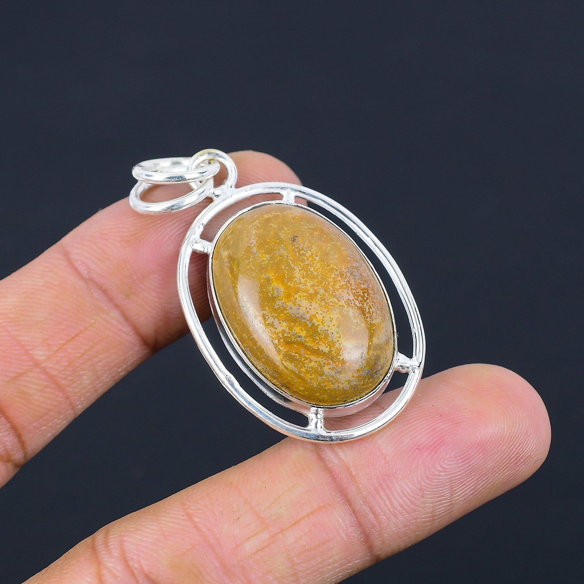 

Friendship Day Sale Sterling Silver Landscape Jasper Gemstone Pendant Jewelry