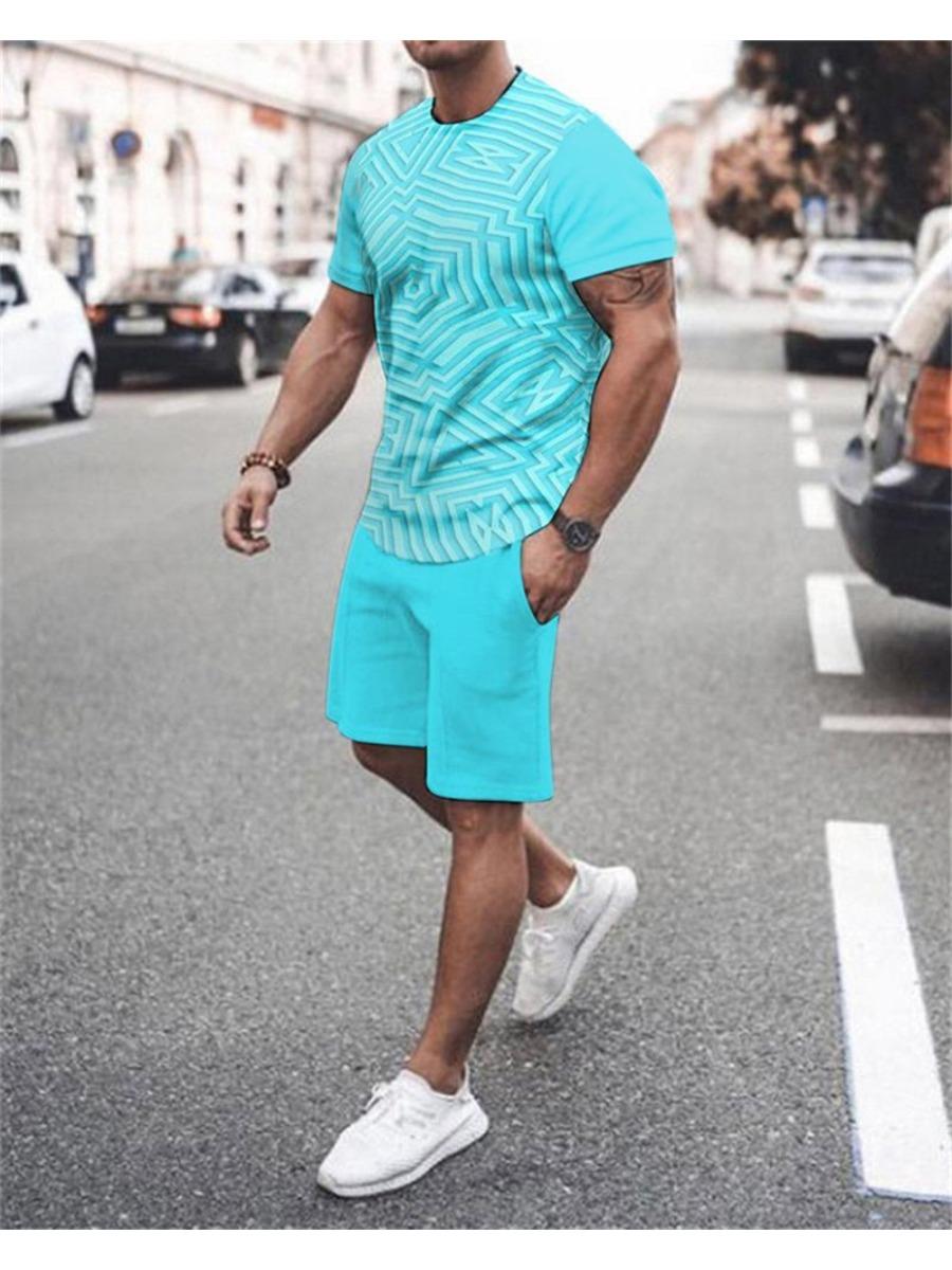 

Мужской костюм с круглым вырезом, футболка, шорты, спортивная одежда с 3D-принтом, комплект из 2 предметов, бег, фитнес, мужская одежда, уличная одежда, спортивный костюм, летний пляжный стиль 6XL