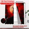 Set Of 2 Flat Printing Curtains Without Rod Moonlit Feline Halloween Festival Fashion Semi Festive Curtain With Light Filtering Polyester