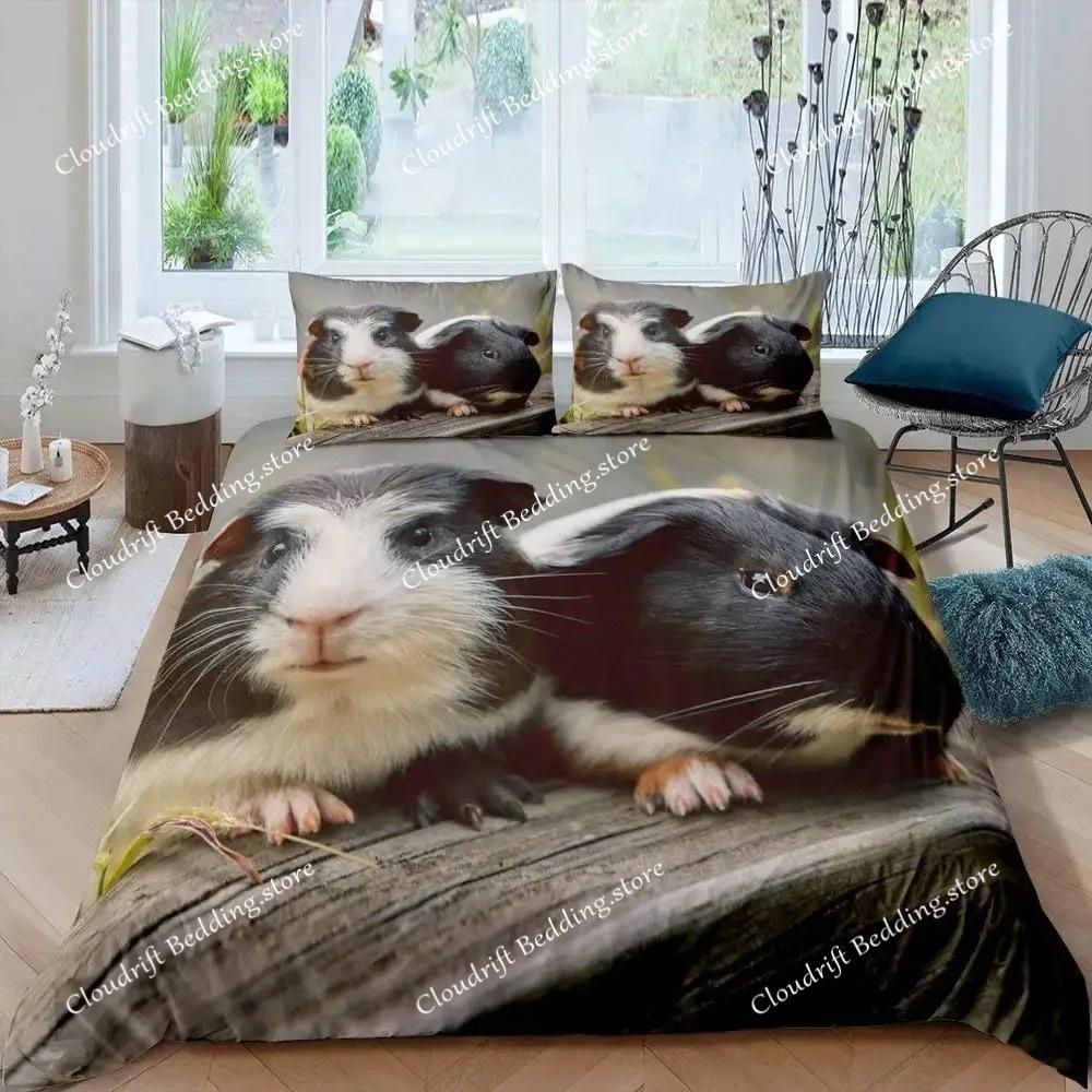 Guinea Pig Bedding Set Animal Pattern Duvet Cover For Kids Boys Girl Comforter Cover Wildlife Bedroom Collection Full Size