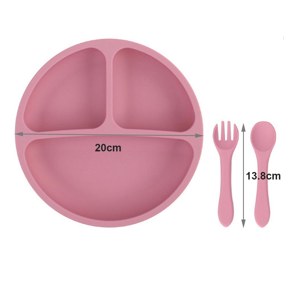 Silicone  Plates for Babies Toddlers Self Feeding Baby Plate with Silicone Spoon & Fork BPA Free