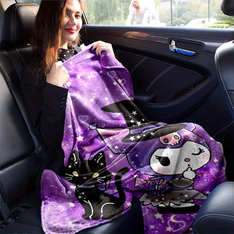 1pc, Sanrio Magical Witch and Cat Home Decor Blanket: Cozy Flannel Throw for Bedroom, Living Room, Travel, Camping, Car, Beach, Office Naps – Perfect