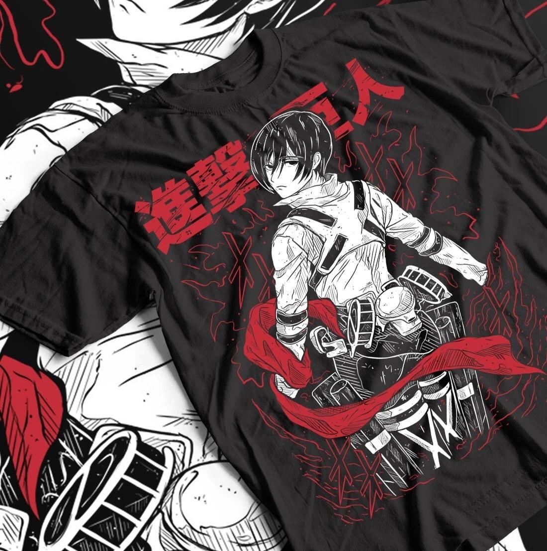 Attack on Titan T-Shirt Mikasa Shingeki Kyojin Horror Shirt Anime Horror Shirt L