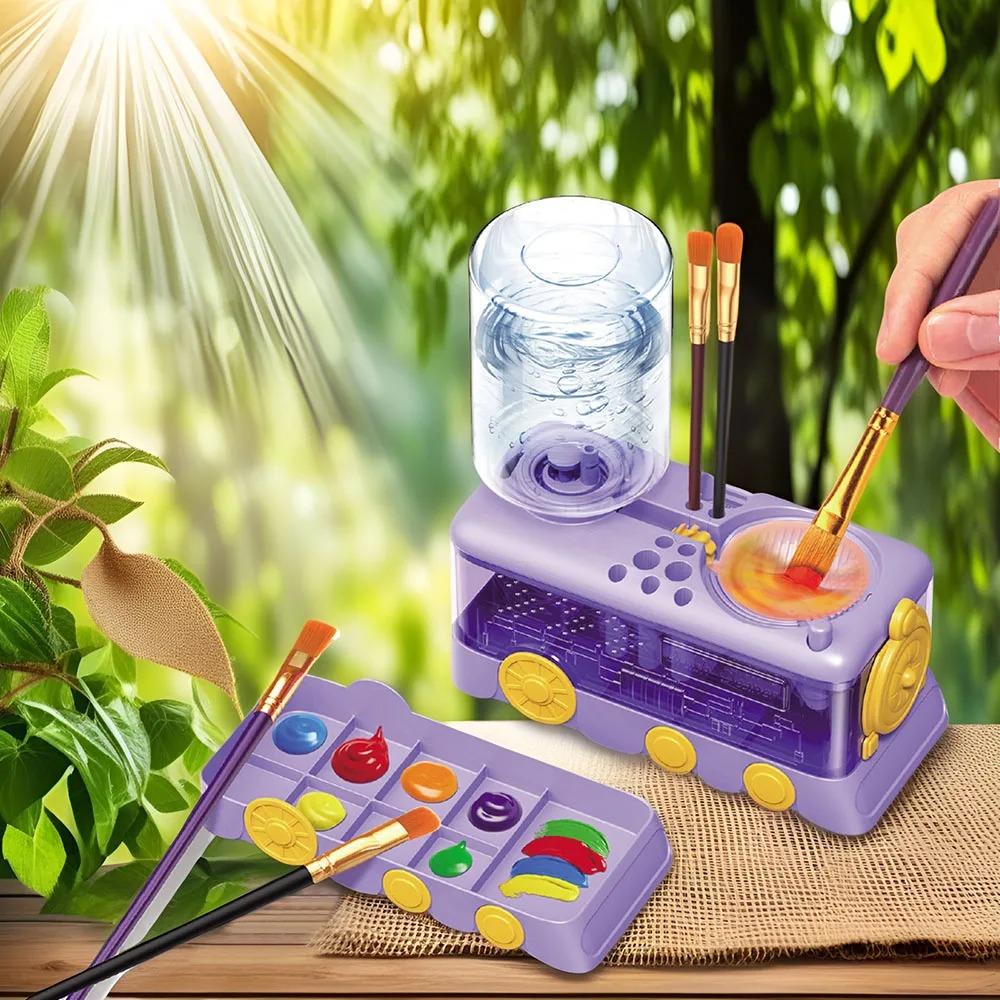 Automatic Water Circulation Paint Brush Washer with Drain Button Paint Brush Rinser Students