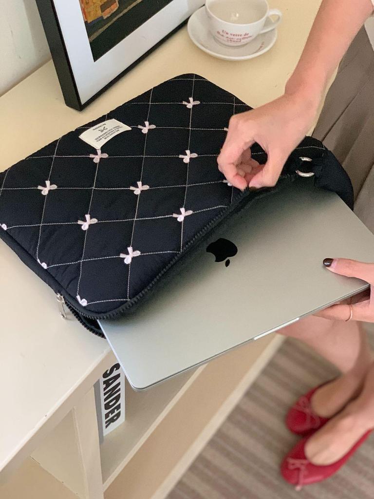 INS Bow Knot Notebook Shoulder Bag: Versatile Sweet Design for MacBook 13.3-Inch