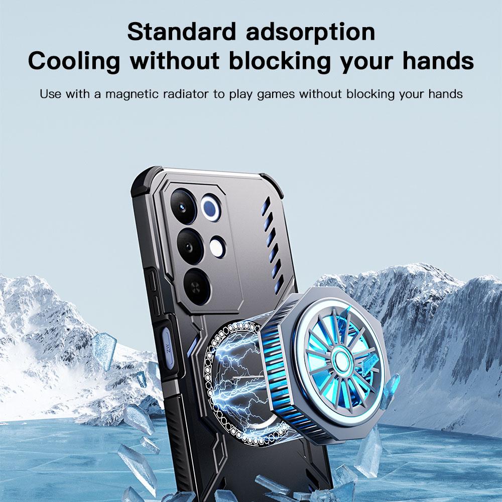 KEYSION Hollow Heat Dissipation Case for Realme C85 5G Silicone+PC Magnetic Cooling Shockproof Phone Cover for OPPO Realme C85