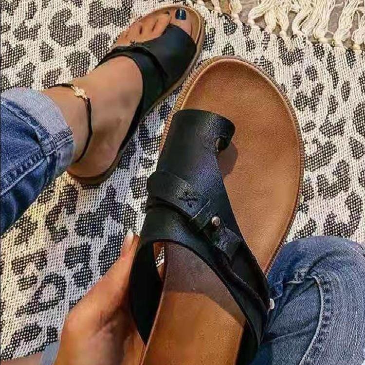 New platform slippers women's casual flat bottom toe women's sandals women's shoes
