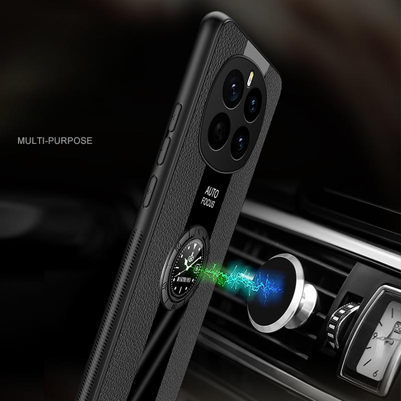 For Honor Magic 7 Pro Case PU Leather Magnetic Ring Phone Kickstand Case for Honor Magic 7 Lite 6 X9C Smart Soft Silicone Matte Bumper Holder Stand