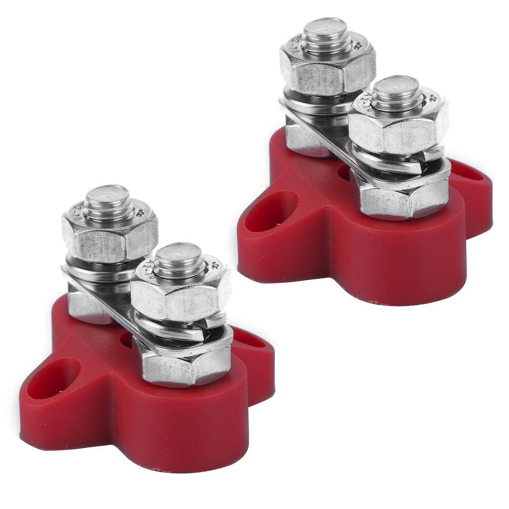 2pcs 5 16in M8 Terminal Stud Red Heavy Duty Wiring Junction Block Parts for 12‑48V Trucks RVs Boats
